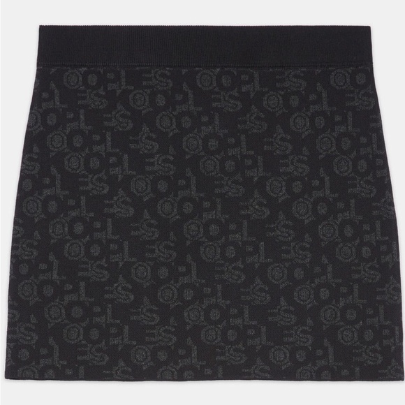 NWT THE KOOPLES Jacquard Logo Black‎ Stretch Mini Skirt, Medium - Picture 3 of 7